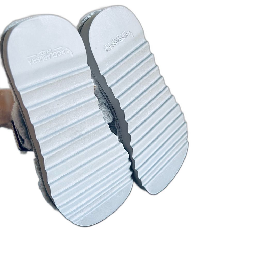 Koolaburra UGG Buckle Slide Sandals Furr-ah Amphora size 9 Light Blue Grey - Picture 9 of 11
